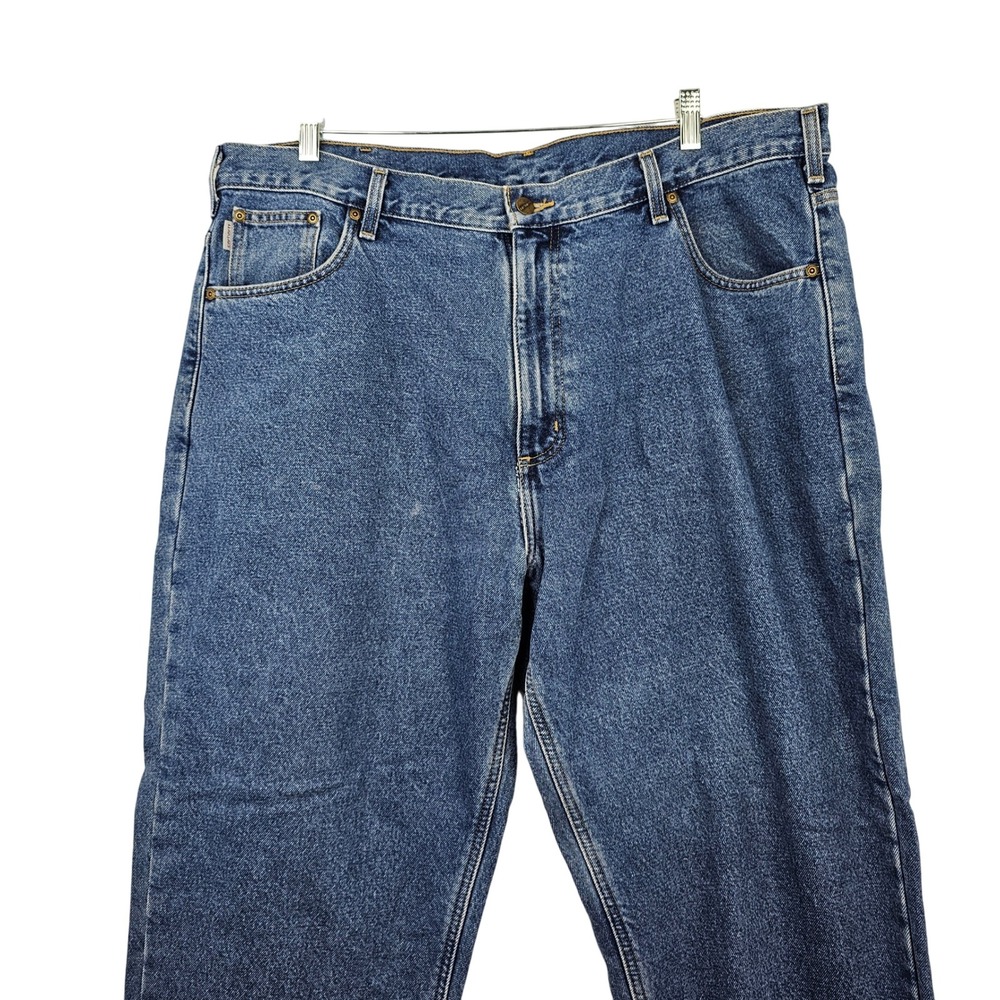 Carhartt Relaxed Fit Flannel Lined Jeans Mens 42x30 Blue Denim Workwear‎ Pants - Picture 4 of 13